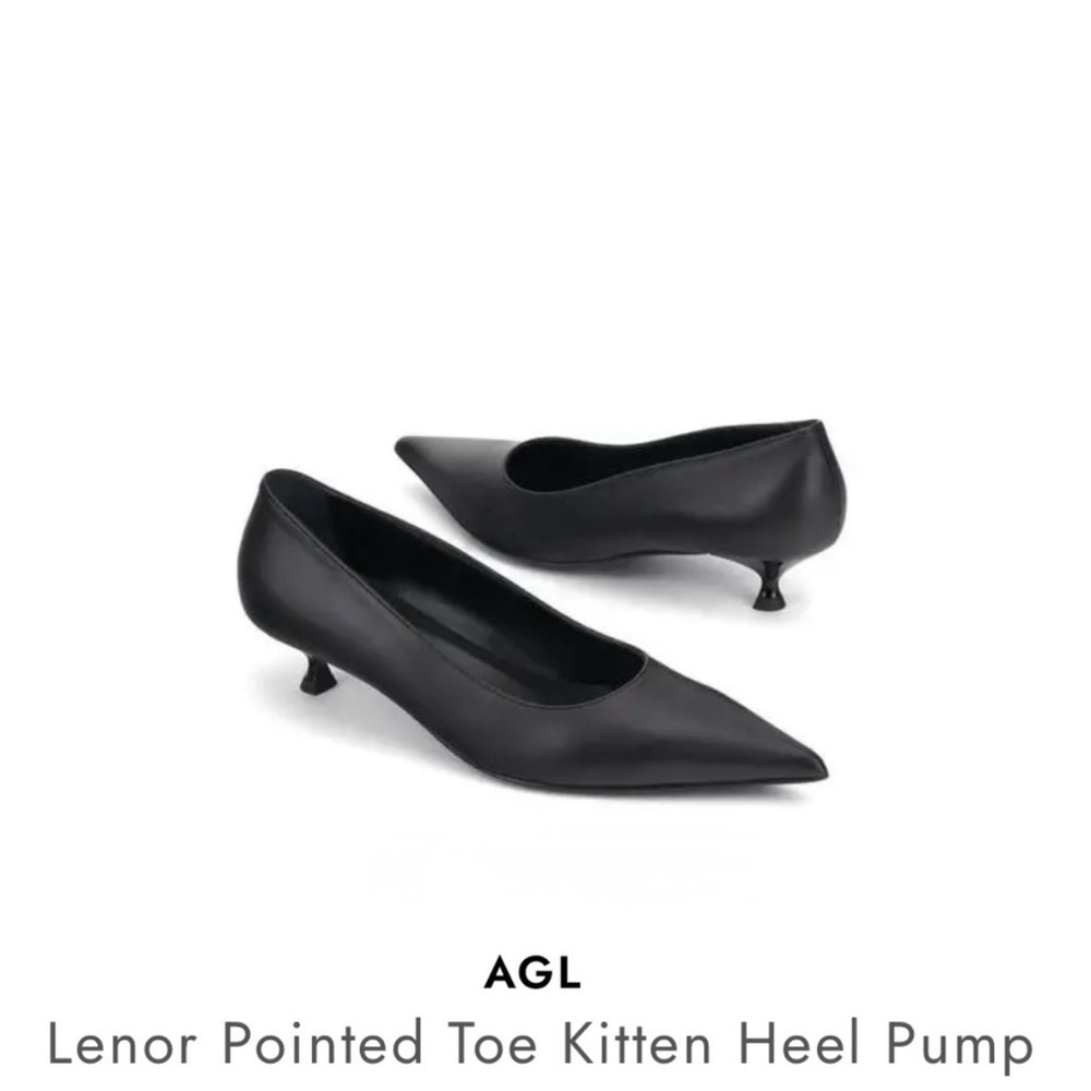 AGL
Lenor Pointed Toe Kitten Heel Pump black 
$460 size 6 NEW